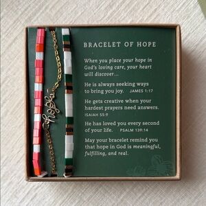 NWT. Hope Charm 7” Bracelet w/ Attached Colorful Beaded Bracelets